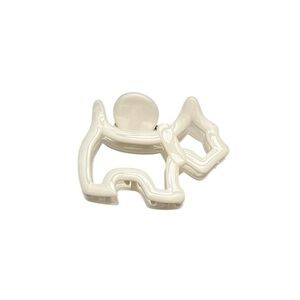 White Glossy Dog Shaped Puppy 3" Lobster Claw Hair Clip Yorkie Westie Poodle